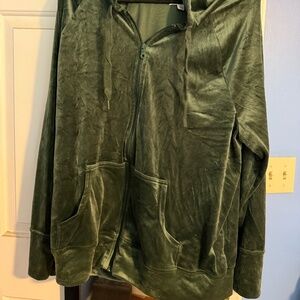 Offline by Aerie Green Velour After Party Oversized zip up hoodie